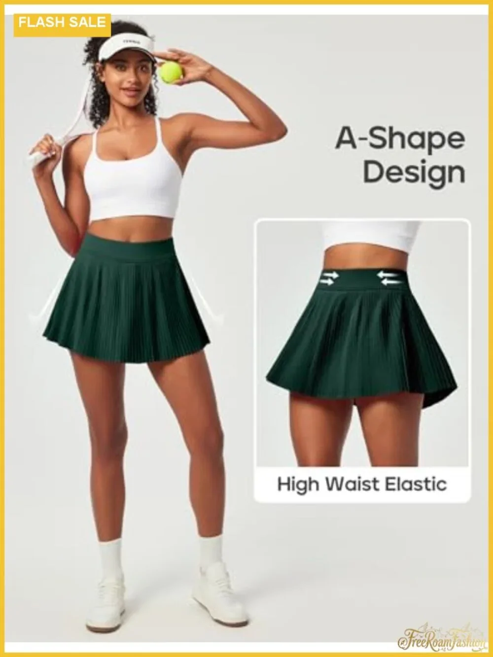 High Waisted Pleated Tennis Skort with Pockets Tummy Control Golf Skirt